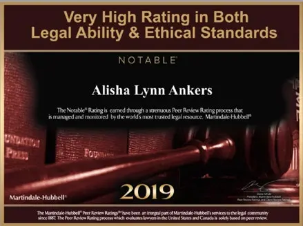 Martindale-Hubbell Notable Very High Rating in Both Legal Ability & Ethical Standards